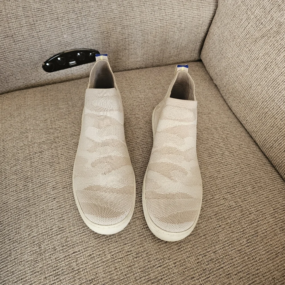 Rothy's Chelsea Boots High Top Sneakers in Sand Camo - Picture 4 of 8